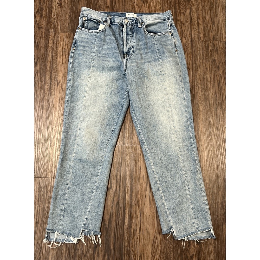 PISTOLA Women's Raw Hem Light Wash High Rise Cropped Jeans Size 29
